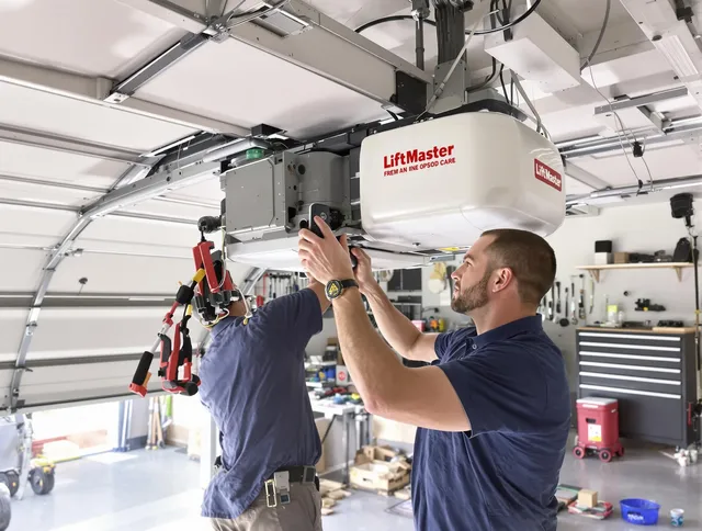 East Hampton Garage Door Repair technician performing advanced diagnostics on garage opener in East Hampton
