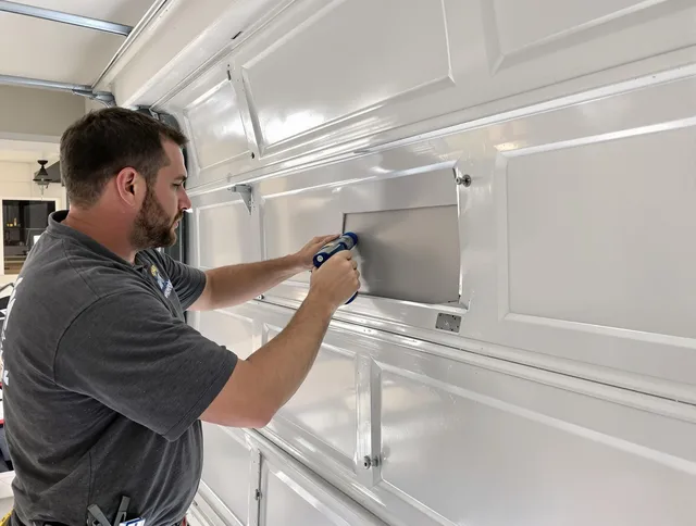 Garage door panel repair by East Hampton Garage Door Repair in East Hampton
